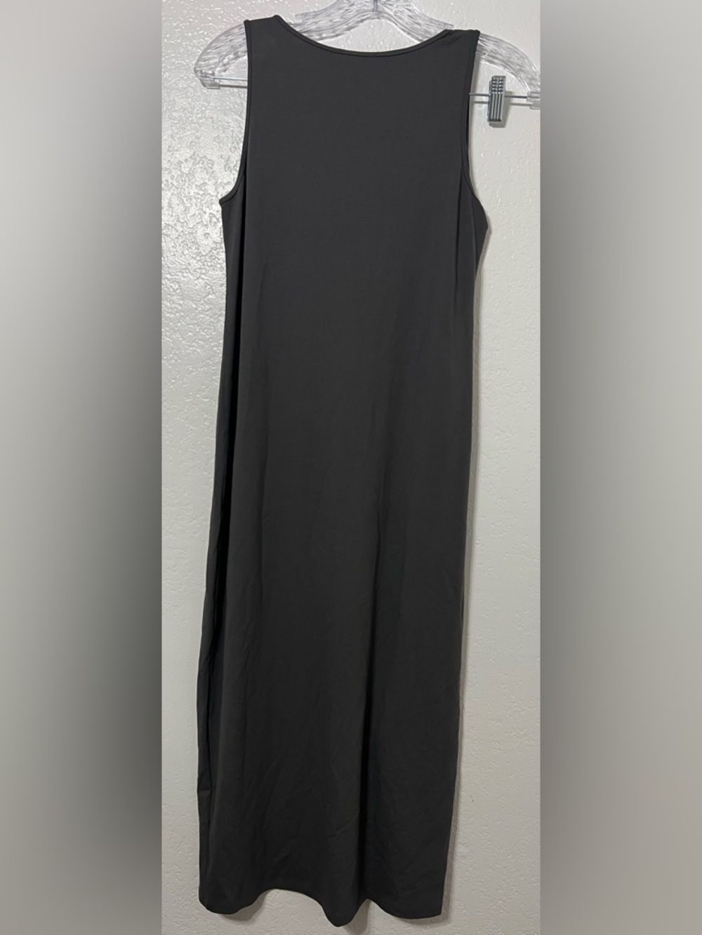 Eileen Fisher Petite Midi Tank Dress Minimalist Stretch Black Capsule Wardrobe - Picture 3 of 6